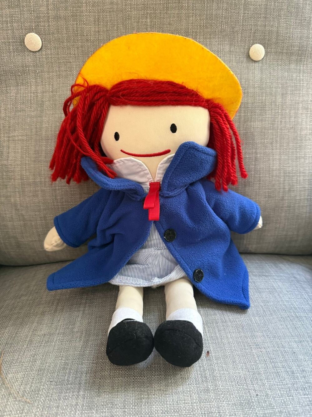 Yottoy Madeline Doll Plush Soft Cloth Body Ludwig Bemelmans 15" Blue Coat Hat